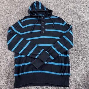 Grayson & Dunn Hoodie Mens L Navy Blue‎ Stripe Knit Casual